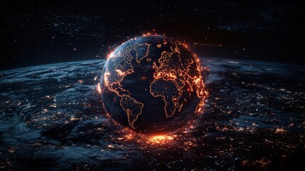 Poster - Dynamic visualization of global governance earth digital art space aerial perspective modern concept