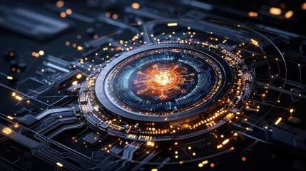 Poster - Dynamic visualization of quantum computing in abstract digital art high-tech environment futuristic viewpoint
