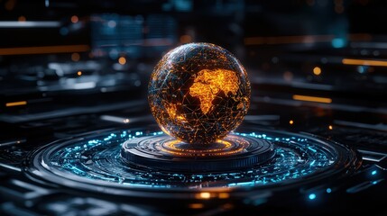 Fototapete - Futuristic science diplomacy in a connected world urban environment digital art 3d visualization