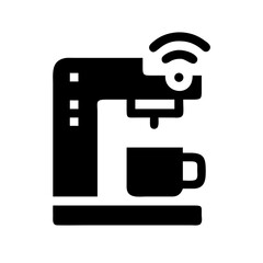 Poster - Smart coffee maker icon with wifi signal and coffee cup. Modern smart coffee machine design with wireless connection for mobile app control. This smart coffee maker icon is perfect for website.