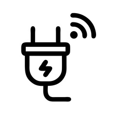 Poster - Smart energy saving plug icon.  Energy saving plug with wifi symbol. This smart device icon is perfect for app interface design, website development, or smart home technology illustration.