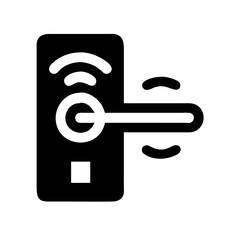 Poster - Smart door lock system icon. Digital door lock with wireless connection and keyless entry. Modern smart door lock technology for home security system, app interface, or website design.