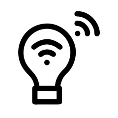 Poster - Smart light bulb icon with wifi signal.  Smart home device symbol with wireless connection. This innovative smart light bulb icon is perfect for app design, website interface.