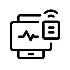 Poster - Smart health monitoring system displayed on digital device screen.  Health monitoring app shows heart rate data and wireless connection icon.
