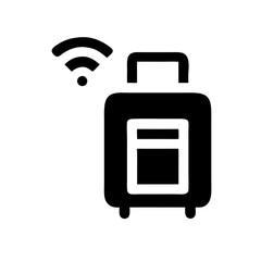 Poster - Smart luggage icon with wifi symbol.  Stylish smart luggage design features a suitcase with a wireless connection.  This smart luggage graphic is perfect for travel apps and websites.