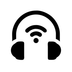 Poster - Wireless noise canceling headphones icon. Stylish headphones design with wifi symbol.  Modern headphones illustration perfect for website banners, app interfaces, and product packaging.