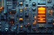 © Md - Intricate futuristic electronic control panel with glowing indicators and complex circuitry details