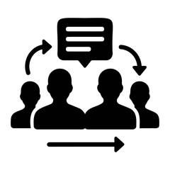 Poster - Illustration of four people communicating with each other using speech bubbles and arrows on transparent background