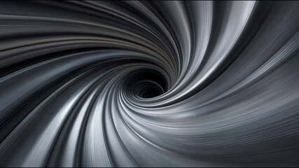 Poster - Abstract Dark Swirling Vortex: Modern Silver and Black 3D Rendered Illustration with Spiral Lines for Technological and Futuristic Background