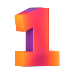 Leinwandbilder - A vibrant gradient number one with orange pink and purple hues against a black background design element