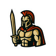 © KEVIN RIZ - Spartan vector mascot logo design for warrior gladiator character with helmet shield armor ancient battle concept epic hero drawing greek mythology strong graphic art heroic symbol