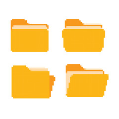 Poster - Pixel Folders icon collection. Documents in folders. File folder vector icon set	