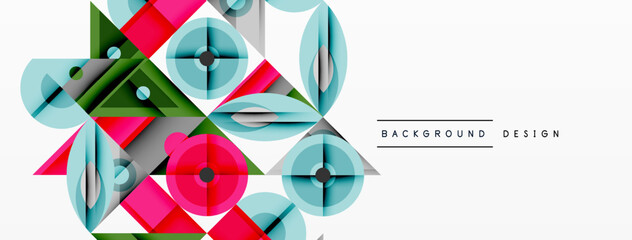 Aufkleber - Abstract geometric shapes, vibrant colors, modern design. Overlapping elements create dynamic visual texture. Clean aesthetic.