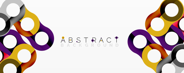 Poster - Colorful abstract design features overlapping circles, creating dynamic visual effect. Modern, geometric pattern suitable for backgrounds.