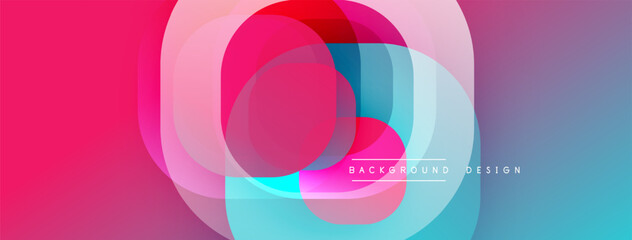 Poster - Abstract colorful overlapping circles create dynamic background. Gradient hues blend, forming modern visual composition.
