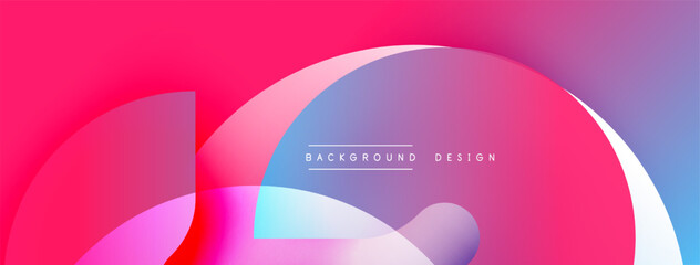 Poster - Abstract vibrant background. Overlapping shapes create dynamic visual effect. Pink, blue, purple hues dominate composition. Modern design element.