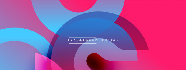 Poster - Abstract background features overlapping colorful shapes. Pink, blue, purple hues create dynamic visual effect. Modern design element.