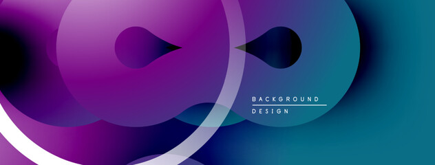 Aufkleber - Abstract fluid shapes, vibrant purple, blue gradients. Modern design, smooth transitions, dynamic composition. Minimalist aesthetic, background texture.