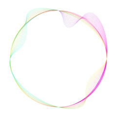 Poster - Neon color circles round curve shape with wavy dynamic lines. Colorful abstract wave circle on white background