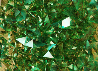 Poster - Luxury Abstract Realistic Gold Green Crystal Texture Reflection Close Up Background 3D rendering	
