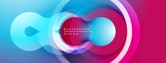Poster - Abstract design features overlapping circles, vibrant colors. Gradient blends create dynamic visual effect. Modern, smooth composition.
