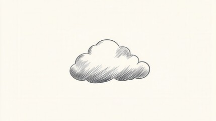 Poster - Hand-drawn Sketch of a Soft Cloud on a Light Background Ideal for Minimalist Design Projects and Creative Illustrations