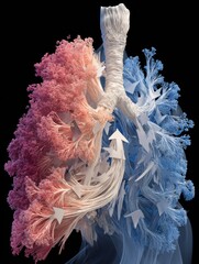 Poster - 3D Clean Lung Model Illustrating Airflow Disruption With Directional Arrows Indicating Respiratory Issues