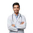 © Someone Cooked Here - young indian male doctor standing with arms crossed and cheerful expression