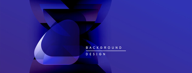 Aufkleber - Abstract blue design features overlapping shapes, gradients. Text reads background design. Modern, dynamic visual presentation.