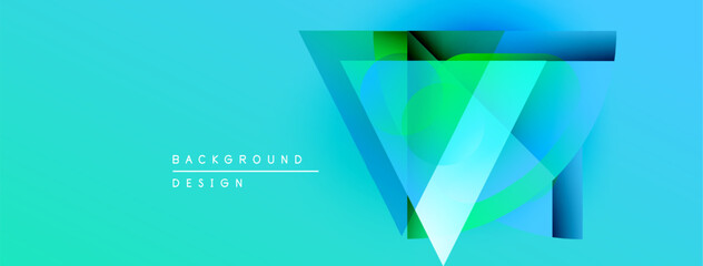 Aufkleber - Abstract geometric design. Vibrant turquoise, green hues create layered effect. Modern background suitable for presentations, graphics.