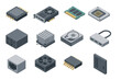 © Architect - Isometric electronic components including gpu, ram, and cpu socket