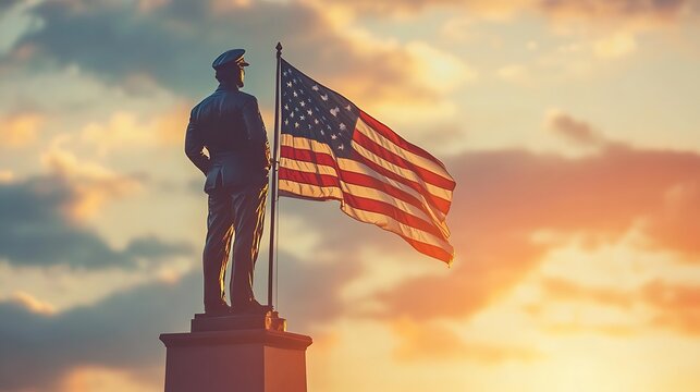 Memorial Day Poster. Remember and Honor. United States Flag.
