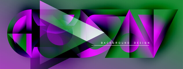 Aufkleber - Abstract geometric design. Purple, green hues blend, creating dynamic visual effect. Modern background texture for projects.