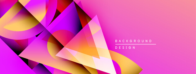 Leinwandbilder - Abstract geometric shapes overlap, creating vibrant pink, purple, orange gradients. Modern design feels dynamic, energetic.