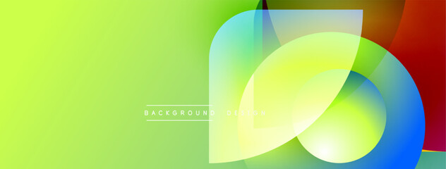 Poster - Bright abstract background. Overlapping colorful shapes create dynamic visual effect. Gradient transitions, smooth curves, modern design elements.