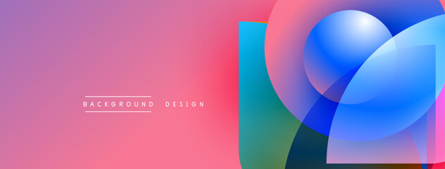 Poster - Abstract pink gradient background. Overlapping blue circles create modern visual effect. Text reads background design. Simple, clean composition.