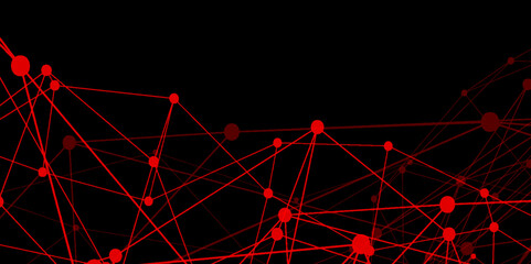 Poster - Geometric abstract background with connected line and dots. Big data complex with compounds. Science technology, data structure, connected points, web.