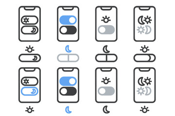 Poster - Mobile display settings interface with dark and light mode toggle icons