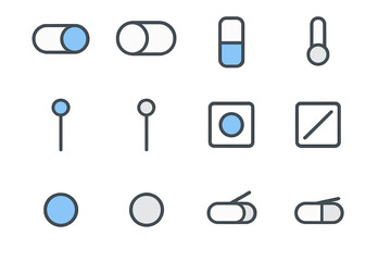 Aufkleber - minimalist blue and white ui toggle and switch icons on dark background