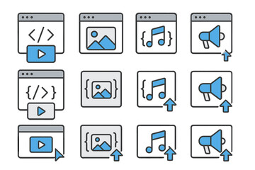 Poster - Web interface icons for media, coding, images, music, and audio
