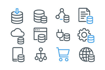 Poster - Data storage and cloud computing icons on dark background