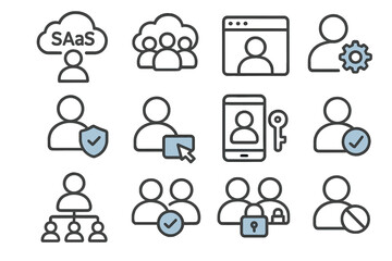 Poster - Abstract technology icons collection on dark background