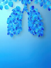 Poster - Blue Gradient Background Featuring a Creative Representation of Lungs Made From Leaves Showcasing the Connection Between Nature and Health Visibly