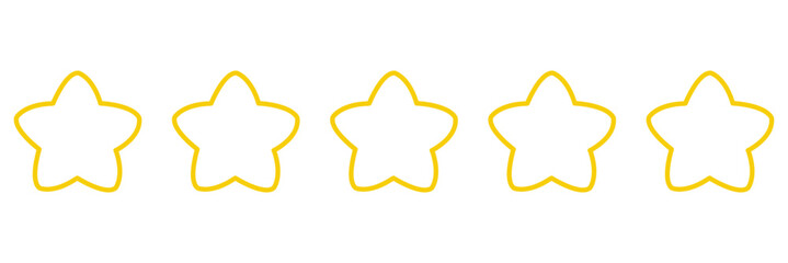 Poster - Yellow outline star icon set. A yellow five-star icon with a black stroke, isolated on a white background. 