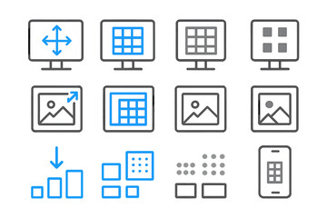 Leinwandbilder - Interface design elements: grid, image, and screen layout icons