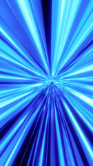 Poster - Radiant tunnel of blue energy streaks converging to a glowing center in futuristic style