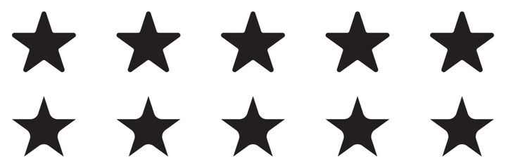 Poster - Stars collection. Star vector icons. Black set of Stars, isolated on white background. Star icon. Stars in modern simple flat style. Black star icon illustration. Vector illustration.