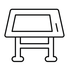 Poster - Project drawing desk thin line icon, architect studio concept. Vector graphics. Architecture design table, workplace sign on white background, style mobile or design.