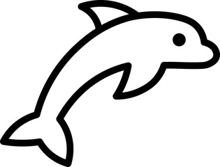 Poster - Dolphin outline marine animal simple black line drawing aquatic mammal playful sea creature minimalistic style isolated transparency background vector illustration joyful expression ocean wildlife