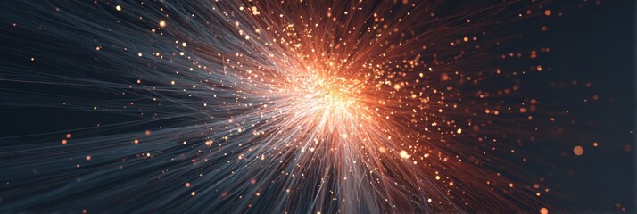 Aufkleber - Vibrant Abstract Starburst Radiating From the Corner, Showcasing Dynamic Lines and Shimmering Particles in a Captivating Visual Display
